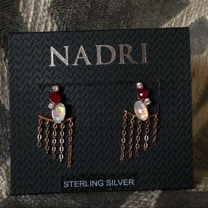 Nadri Rose Gold Fizzy Drop Back Ear Jacket Studs
